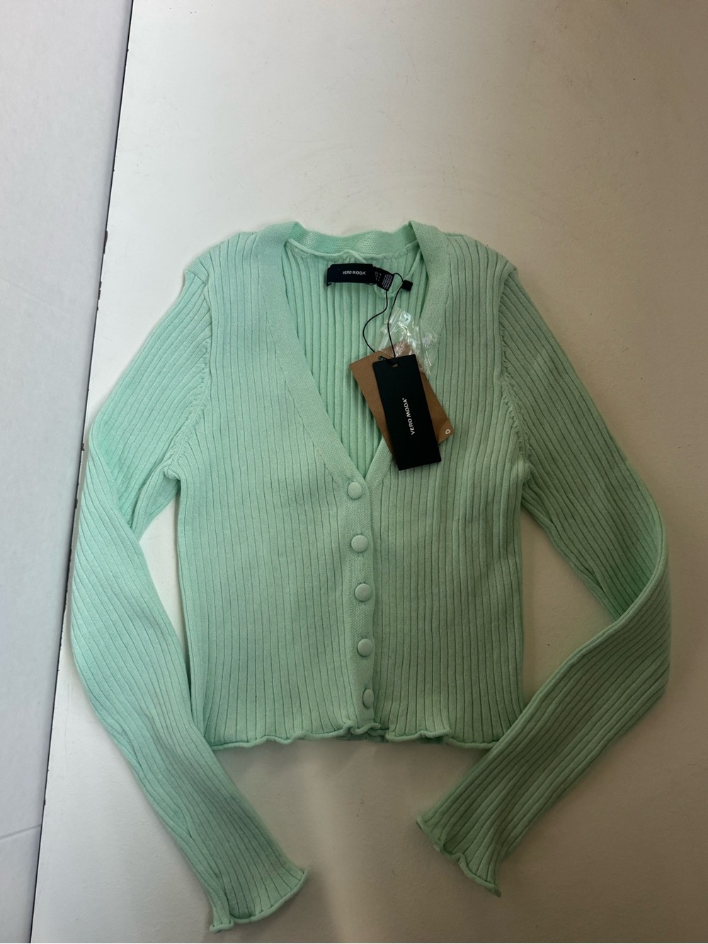Vero Moda Fibly V-Neck Cardigan size medium mint green